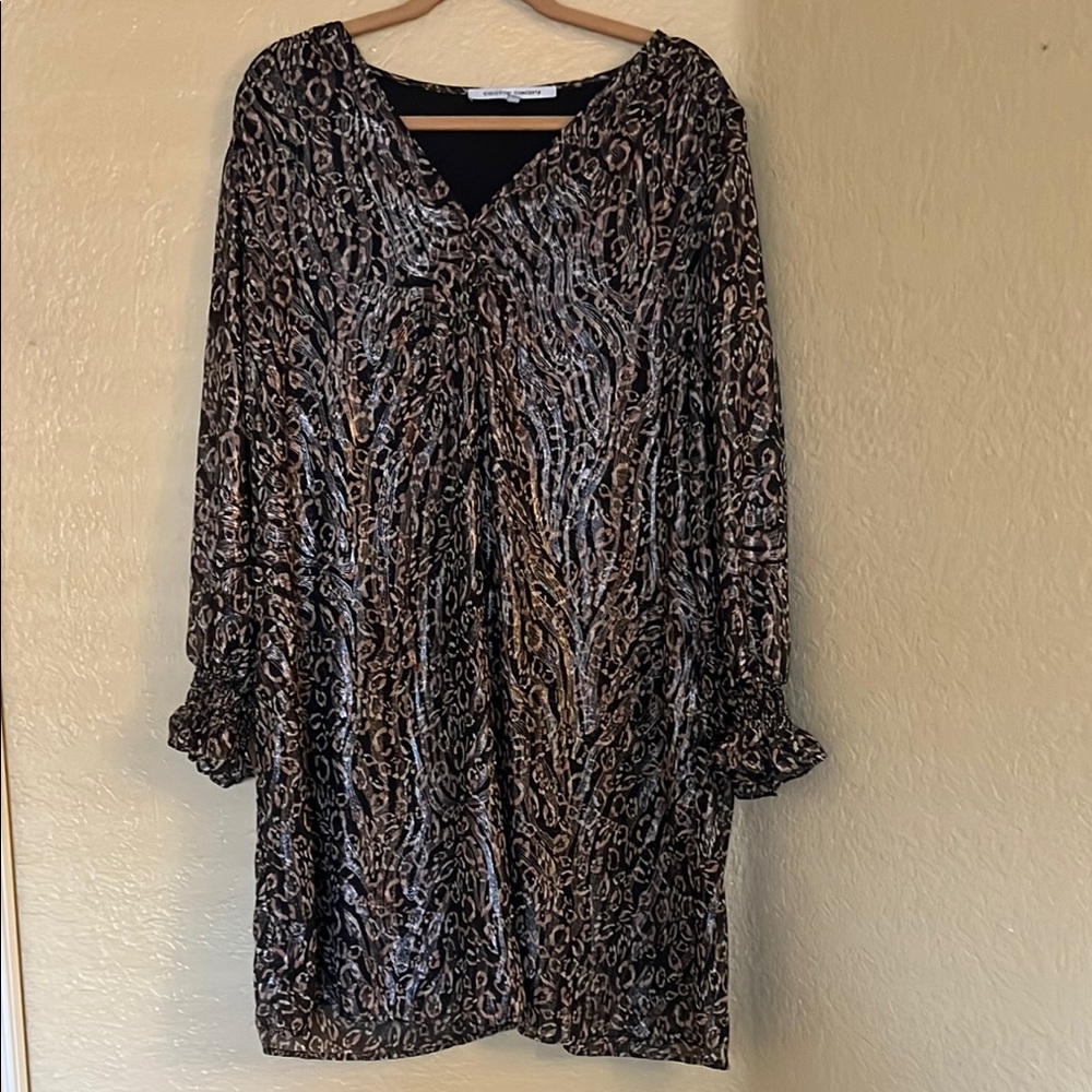 Collective Concepts Silver Black Bishop Sleeve Dress
